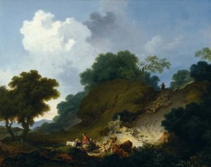 Juhnyáj megy lefelé a dombról alkotó: Jean-Honore Fragonard