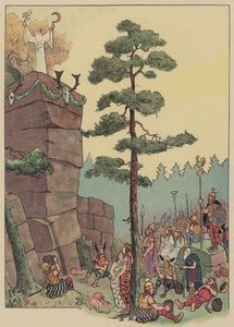 Druidák ünnepelnek egy fesztivált a Maennelsteinben, Elzászban (színes litho) alkotó: Jean-Jacques Waltz