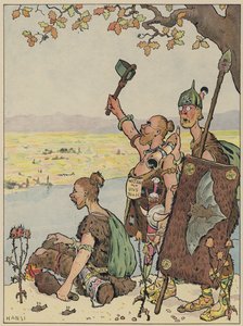 A németek Elzász felé néznek a Rajna túlsó partjáról (színes litho)