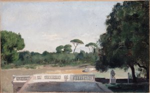 A Villa Borghese kertjei a római Villa Medici felől nézve, 1859 és 1860 között (olaj)