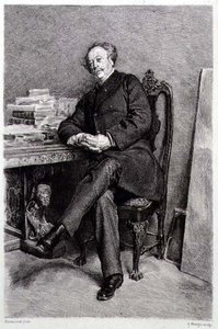 Alexandre Dumas fils (1824-95), francia regény- és drámaíró, metszet: A Mongin (metszet) alkotó: Jean Louis Ernest (after) Meissonier