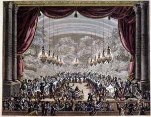 Francia forradalom: őrök lakomája Párizsban, 1750-1800 körül (metszet) alkotó: Jean (after) Duplessis-Bertaux