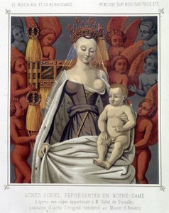 Agnes Sorel (1422-1450) (Beaute sur Marne hölgye) (Beaute-sur-Marne) képviselteti magát a Notre Dame-ban