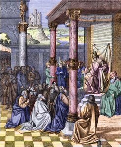 II. Nagy Kürosz (i. e. 580 - ie 530), Perzsia királya, Kr.e. 539-ben felszabadította a Babilonba száműzött júdeaiakat. Jean (Jehan) Fouquet (kb. 1420 -1477/1481) miniatúrája nyomán. Chevignard metszet