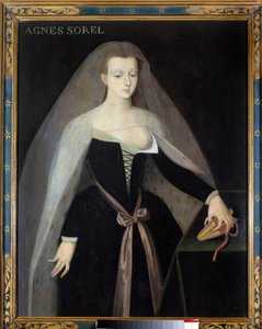Agnes Sorel (1422-1450) portréja (Beaute sur Marne hölgye) (Beaute-sur-Marne), VII. Károly király (1422-1461) kedvence Melle meztelen. Festmény Jean Fouquet után, 16. század, Chateau royal de Loches - Agnes Sorel (1422-1450) portréja (hölgy
