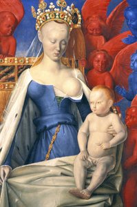 A szoptató szűz hermelinkabátban, Agnes Sorelként - részlet - (az antwerpeni szűz után, Jean Fouquet, 1452-1455 körül)