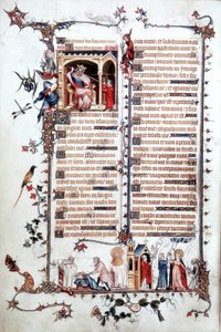 Ms Lat 10483 fol.24v David Saul előtt, a Belleville-i breviáriumból, 1323-26 körül (vellum) alkotó: Jean (studio of) Pucelle