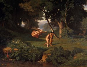 Adam és Eve Chasse du Paradis Achille Benouville (1815-1891) festménye 1841 V. 1,45x1,46 m Besancon, Szépművészeti Múzeum