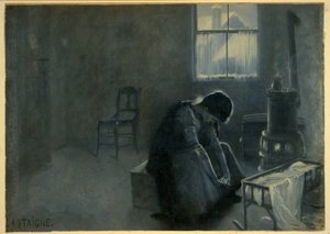 Kemény tél volt, kocsma. 1893 (színes litográfia) alkotó: Jean Alexandre Michel Andre Castaigne