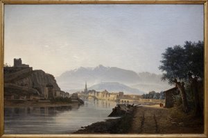 Grenoble képe a Quai de la Graille-ról, Jean Achard (1807-1884) olajfestménye 1837-ben. Fénykép, KIM Youngtae, Grenoble, Musee de Grenoble.
