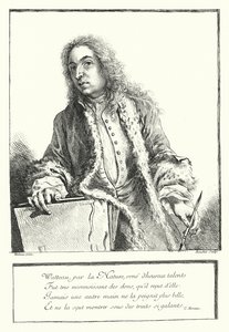 Antoine Watteau francia művész önarcképe (metszet) alkotó: Jean Antoine (after) Watteau