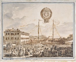 aAixben épített aerosztát. Aix en provence-ban épített léggömb. Jean Antoine Constantin rajza Constantine d