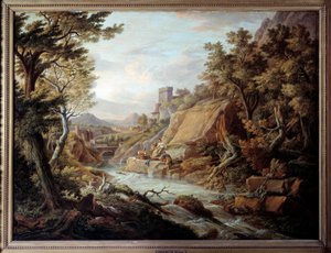 Táj és folyó. Jean Antoine Constantin festménye alkotó: Jean Antoine Constantin