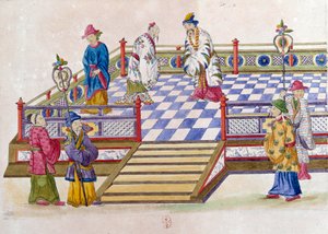 Rajz egy kínai vázából: jelenet a palotában. Jean Antoine Fraisse festménye (XVIII. század)