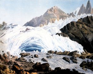 Chamonix: az Arveyron forrása, kb. 1800 (metszet)