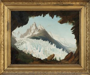 Kilátás az Alpokra a Chapeau of the Woods Glacier nevű boltozatból (olaj, vászon)