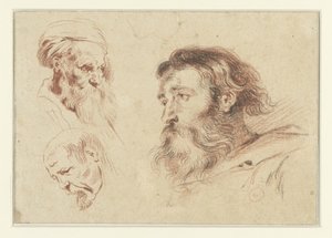 Három férfi fej alkotó: Jean Antoine Watteau (rejected attribution)