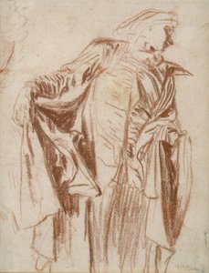 Jobbra fordított fejjel álló színész c. 1719-1720 alkotó: Jean Antoine Watteau
