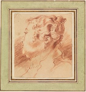 "" Etude de tete de femme "" (Tanulmány a nő fejéről) Sanguine de Jean Antoine Watteau (1684-1721) vers 1725 Méret: 13,3x12,1 cm Cooper-Hewitt Nemzeti Design Múzeum alkotó: Jean Antoine Watteau