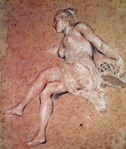 A nyár flóra allegóriája. Vér és fekete ceruza, Jean Antoine Watteau alkotó: Jean Antoine Watteau