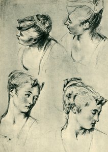 Négy tanulmány női fejekről, 18. század eleje, 1943. alkotó: Jean Antoine Watteau