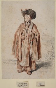 Barát, álló (grafit és kréta papíron) alkotó: Jean Antoine Watteau