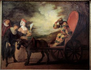 Harlekin (Arlecchino) a Hold császára. Jean Antoine Watteau (1684-1721) festménye alkotó: Jean Antoine Watteau