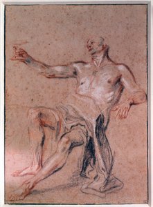 Jean Antoine Watteau (1684-1721) férfi akt ceruzarajza 18. századi Párizs, Louvre Múzeum alkotó: Jean Antoine Watteau