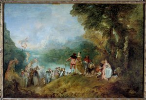 Zarándoklat Cythera szigetére (Cithera hajóraszállása) alkotó: Jean Antoine Watteau