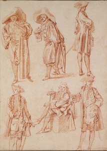 Két tanulmány a doktorról az olasz vígjátékban és négy tiszt, 18. század alkotó: Jean Antoine Watteau