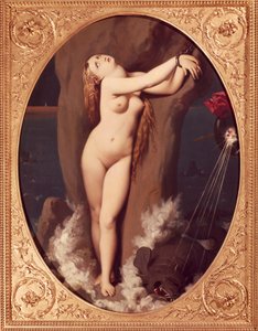 Angelica megláncolva, Jean Auguste Dominique Ingres (1780-1867), olaj, vászon, 97x75 cm, Angelicát megmentő Ruggiero első változata alkotó: Jean Auguste Dominique Ingres