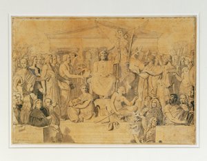 Homérosz apoteózisa (ceruza, toll, barna tus és barna tus) alkotó: Jean Auguste Dominique Ingres