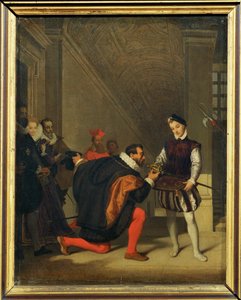 Don Pedro de Tolede, a spanyol követ állítólag találkozott egy IV. Henrik kardját cipelő inassal a ... alkotó: Jean Auguste Dominique Ingres