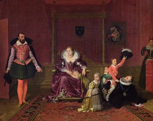 IV. Henrik (1553-1610) Franciaország és Navarra királya, aki gyermekeivel játszik, amikor Spanyolország nagykövete belép, 1817 alkotó: Jean Auguste Dominique Ingres