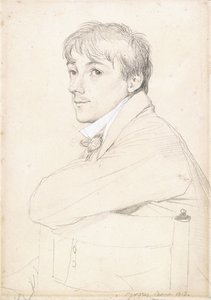 Jean-Louis Provost, ülve és bal karját egy szék támlájára támasztva, 1813 alkotó: Jean Auguste Dominique Ingres