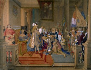 Berwick marsall átveszi V. Fülöp spanyol királytól az Aranygyapjú Rendet, 1864. alkotó: Jean Auguste Dominique Ingres