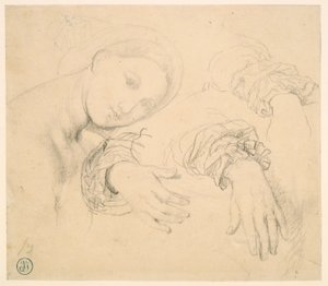 Tanulmányi lap a Fornarina vezetőjével és Madame de Senonnes kezével alkotó: Jean Auguste Dominique Ingres