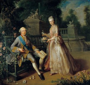 Louis Jean Marie de Bourbon, Penthievre hercege (1725-1793) és lánya, Louise Adelaide (1753-1821), aki Orléans hercegnője és II. Lajos Fülöp orléansi felesége dit Philippe Egalite (1747-1793) lett Jean Baptiste festménye Charpentier (1728
