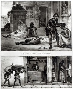 Egy fekete sebész; Sertéshús eladó üzlete (litho) (f/w fotó)