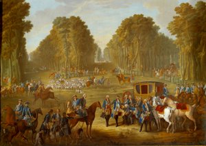 XVI. Lajos vadászatait ábrázoló emléktábla: találkozás a compiegne-i erdőben, a du Roi kút kereszteződésénél. Nicolas Pierre Pithou l
