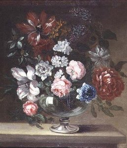 Rózsák, tulipánok és más virágok egy vázában alkotó: Jean Baptiste (follower of) Monnoyer