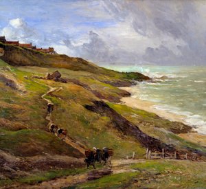 Equihen sziklái, a breton tengerparti táj. Részlet. Antoine Guillemet (1843-1918) festménye, 1910 Rouen Musee des Beaux Arts