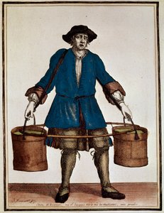 Vízhordozó, Henri Bonnart (1642-1711) és Jean Baptiste Bonnart (1654-1726) színes metszete, a Recueil des Modes de la Cour de France-tól alkotó: Jean Baptiste Bonnart