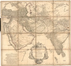 A domborművet hachure-k és képszerűen mutatják. LC-másolat tintával ellátva a határok megjelenítéséhez. Raszteres képként is elérhető a Library of Congress webhelyén alkotó: Jean-Baptiste Bourguignon dAnville