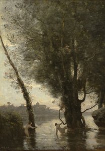 A Borromean-szigetek fürdőzői, 1865-70 körül alkotó: Jean Baptiste Camille Corot