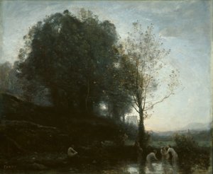 Fürdőnimfák és gyermek alkotó: Jean Baptiste Camille Corot