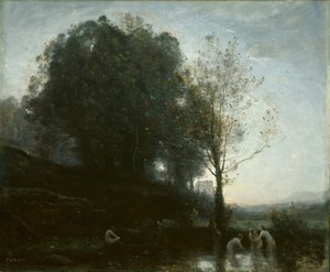 Fürdőnimfák és gyermek, 185560. alkotó: Jean-Baptiste-Camille Corot