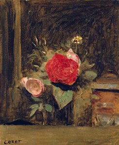 Virágcsokor egy pohárban egy dohányfazék mellett, 1873-74 alkotó: Jean Baptiste Camille Corot