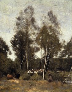 Clairiere Pierre du Bois, az Evaux, Chateau-Thierry közelében; Clairiere du Bois Pierre, Evaux, Chateau-Thierry közelében, 1855-65 körül alkotó: Jean Baptiste Camille Corot