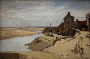 Halászházak Trouville-ben alkotó: Jean Baptiste Camille Corot